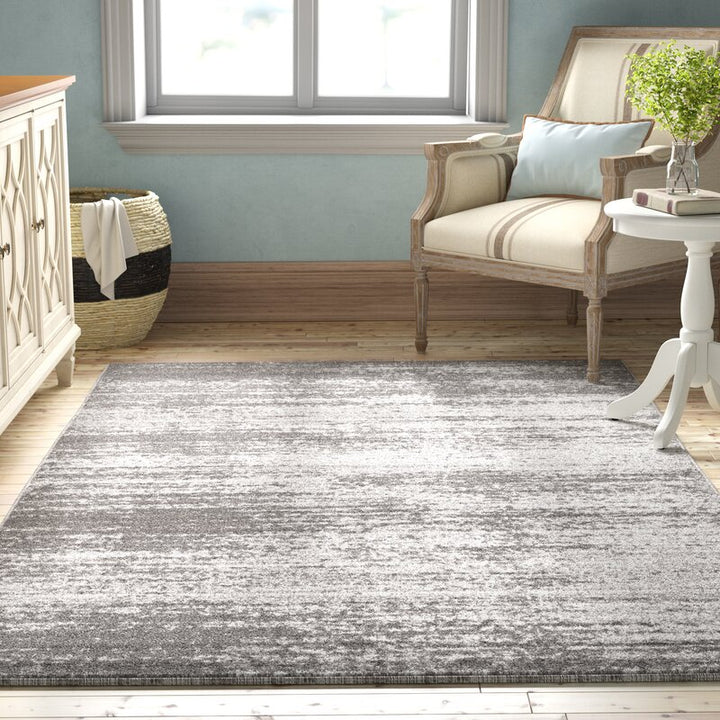 Croslin Abstract Light Gray Area Rug-9'x12'