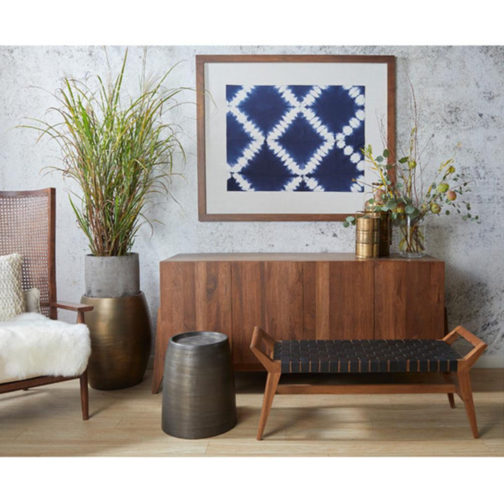 Zelda Industrial Loft Antique Brass Mild Steel Barrel Side Table