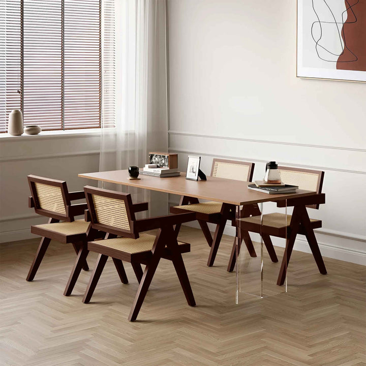 Cherri Solid Wood Rattan Armchair