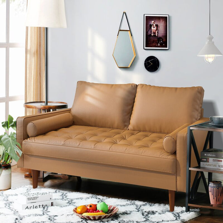 George Oliver Leather Square Arm Loveseat