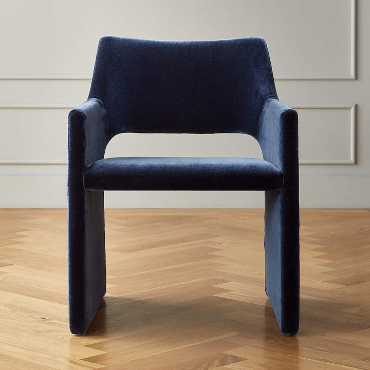 FOLEY FAUX MOHAIR NAVY DINING CHAIR