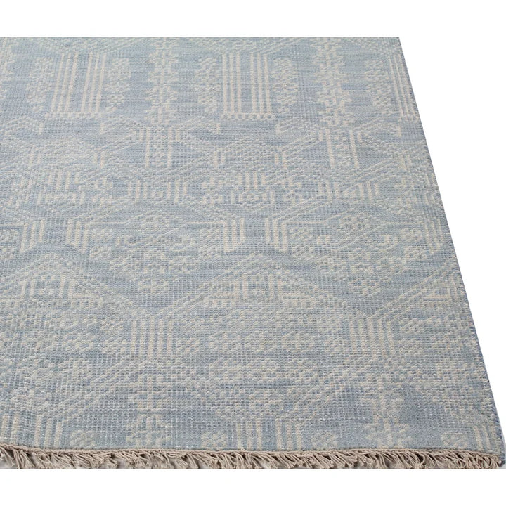 Abby Geometric Hand-Knotted Wool Area Rug in Light Blue7'6"x9'6"