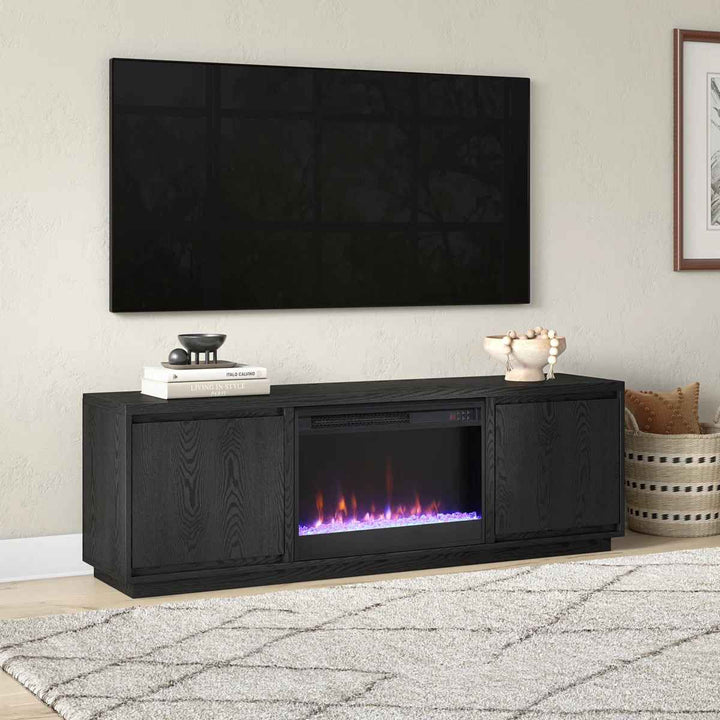 Nieshia Rectangular TV Stand Crystal Fireplace