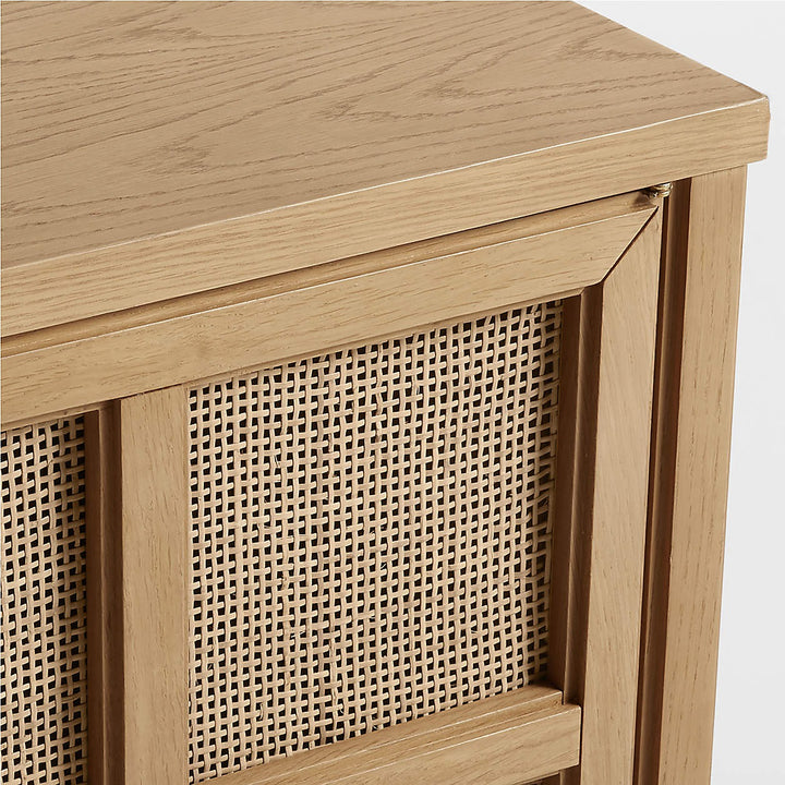 Campagna Rattan and Natural Oak Wood Storage Media Console