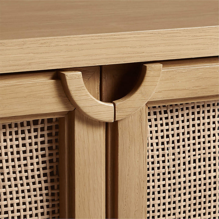 Campagna Rattan and Natural Oak Wood Storage Media Console
