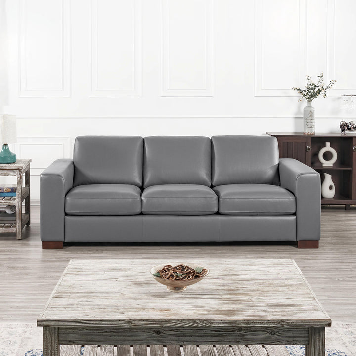 Ajmy Genuine Leather Square Arm Sofa