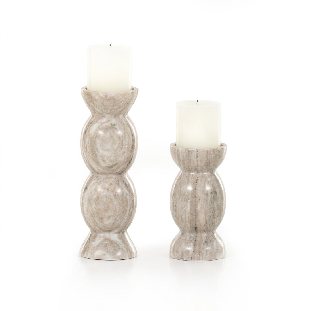 Elevated Stone Candle Holders Set of 2