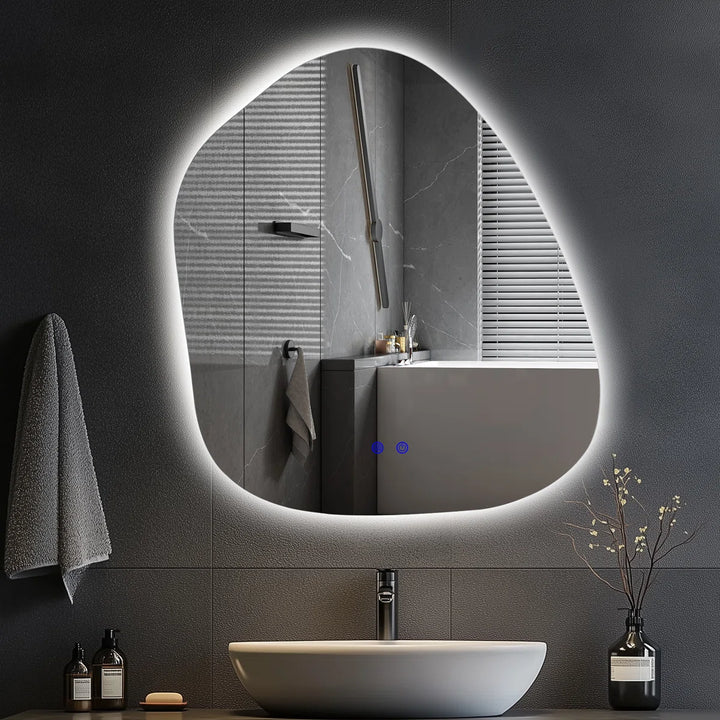 Dibbrun Frameless Lighted Bathroom Mirror Anti-Fog LED Wall Mirror