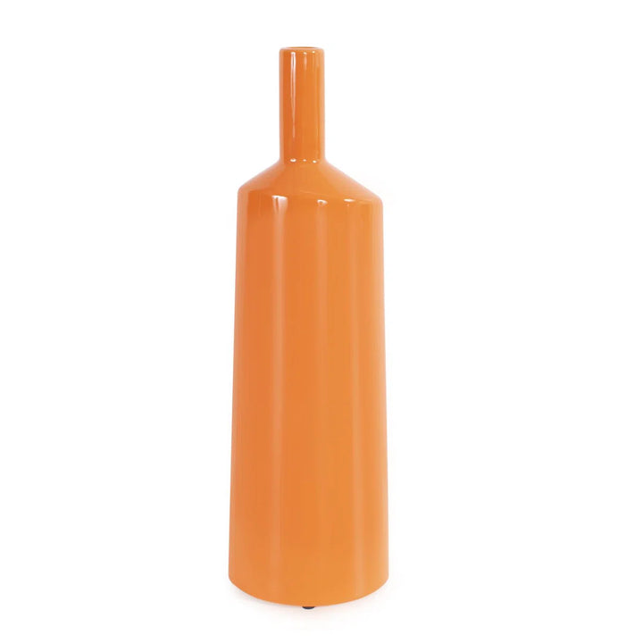 Kynlea Contemporary Glossy Orange Ceramic Bottle Vase