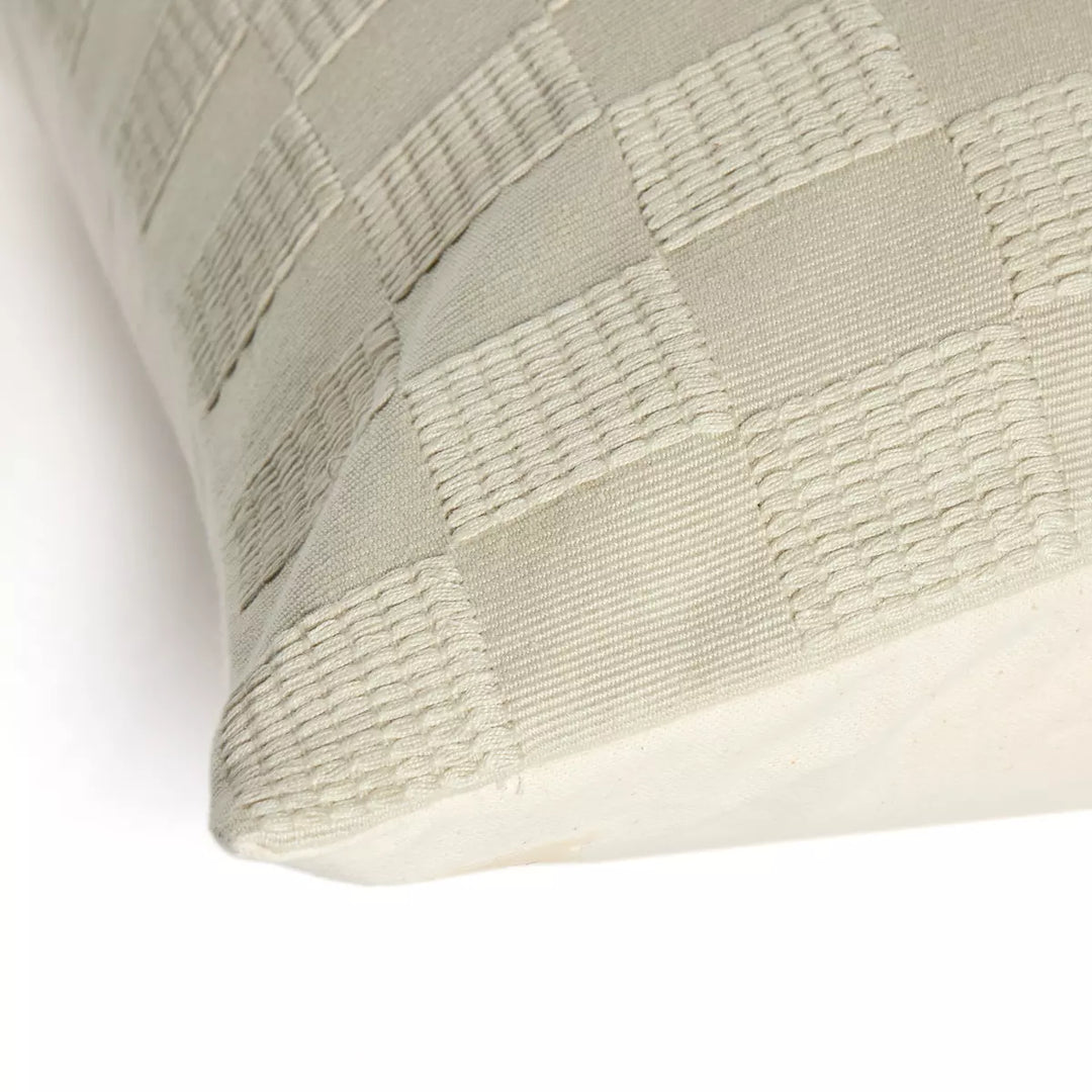 Ivory Checks Handwoven Pillow