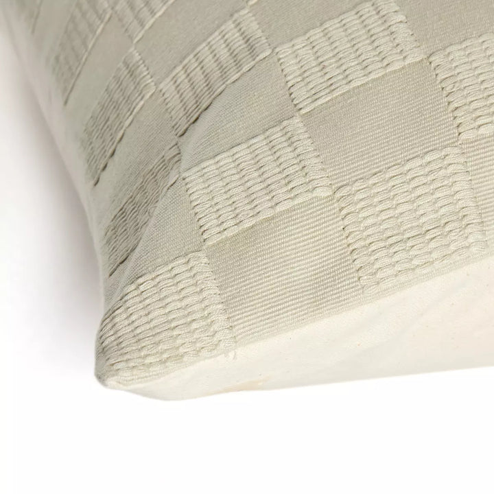 Ivory Checks Handwoven Pillow