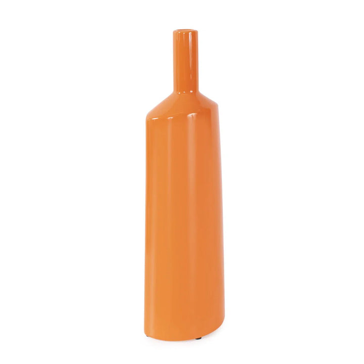 Kynlea Contemporary Glossy Orange Ceramic Bottle Vase