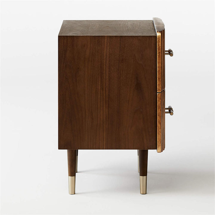 Crimped 2-Drawer Gold Leaf Nightstand