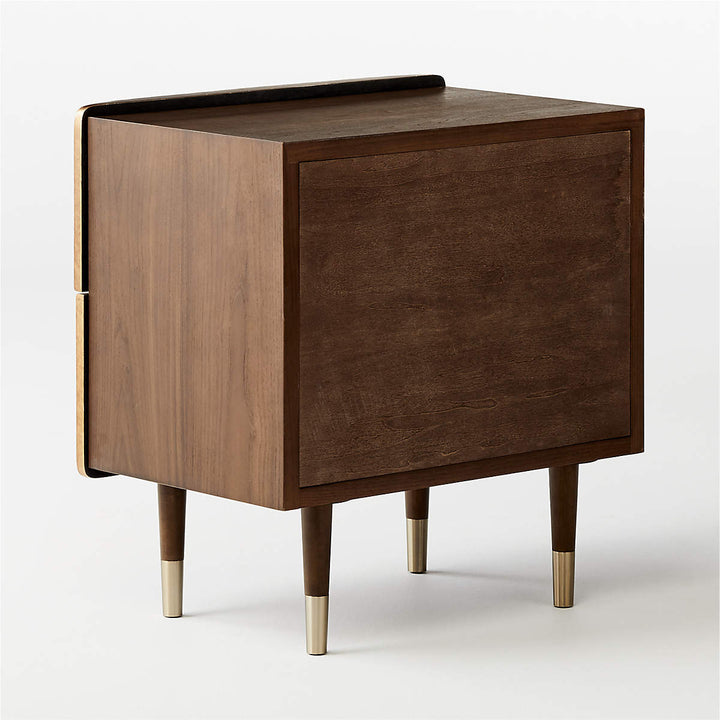 Crimped 2-Drawer Gold Leaf Nightstand