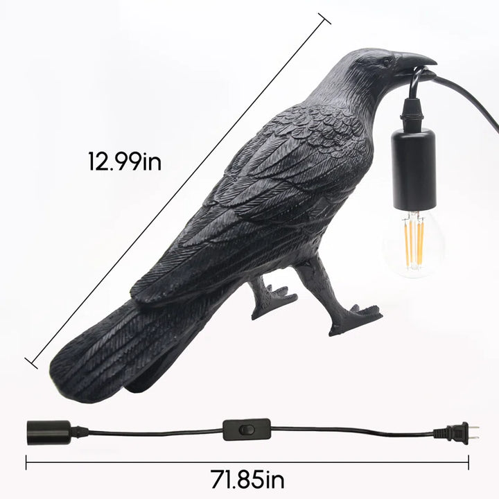 Raven Table Lamp LED Resin Novelty Lamps Pulg in Halloween Decorative Desk Light