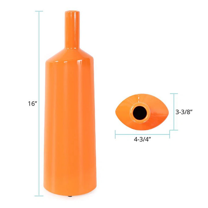 Kynlea Contemporary Glossy Orange Ceramic Bottle Vase