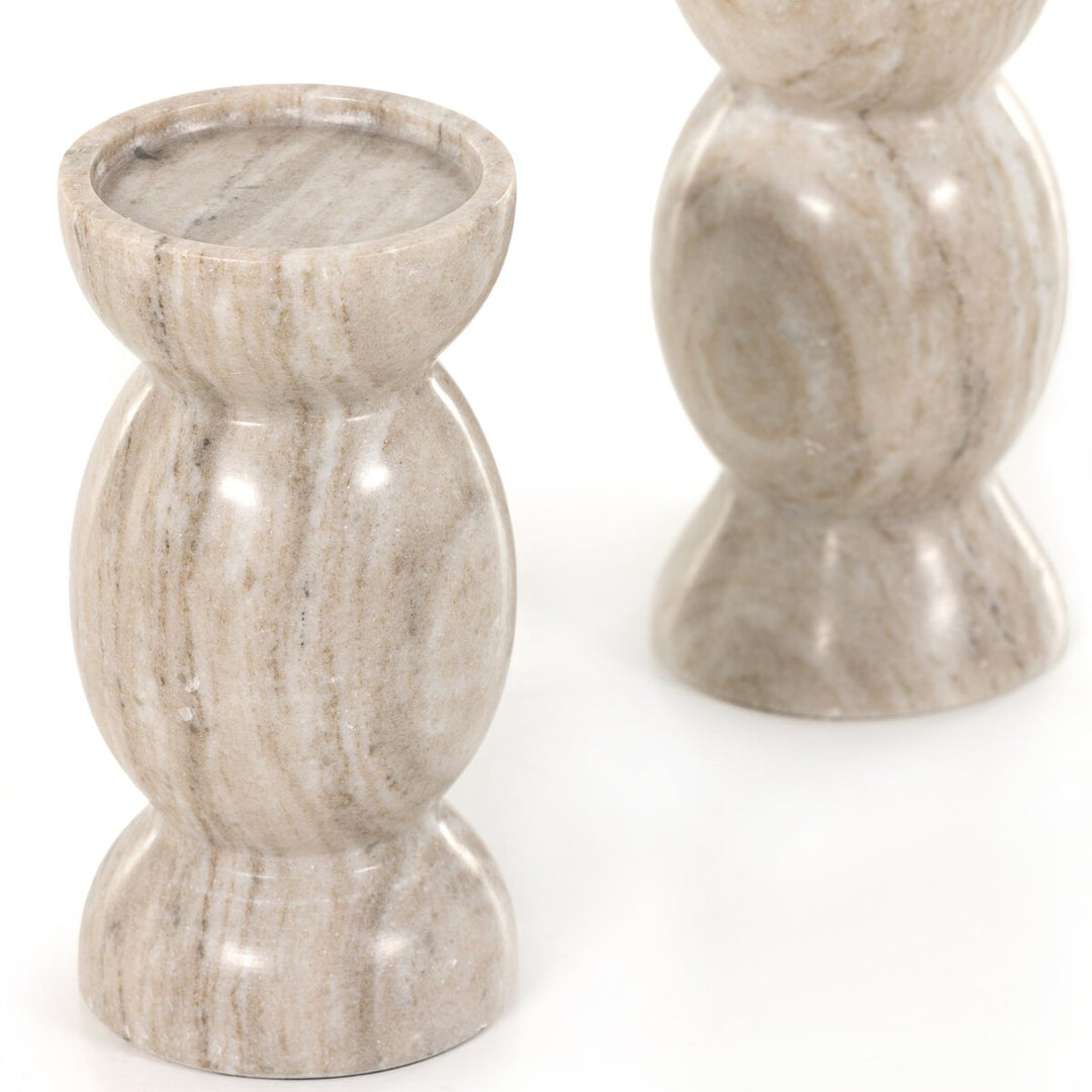 Elevated Stone Candle Holders Set of 2