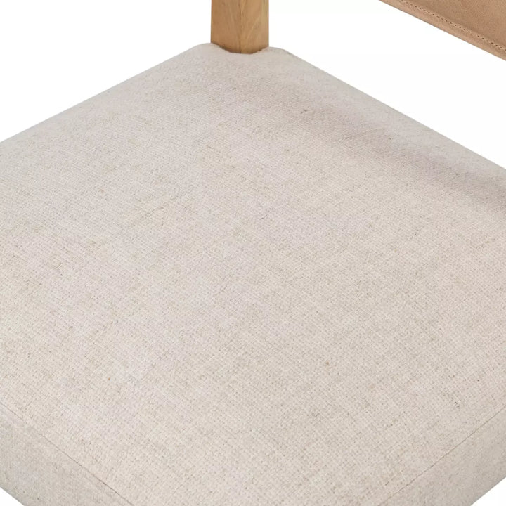 Ely Rustic Lodge Cream Performance Beige Wood Dining Side Chair
