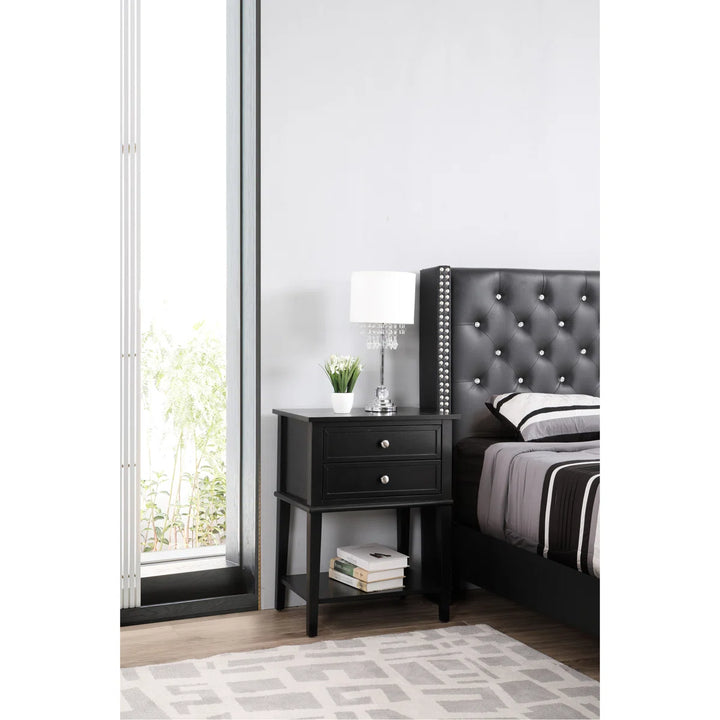 Marydel 2 Drawer Mid Century Modern Nightstand Bed Side Table Wood Nightstand Small Dresser For Bedroom