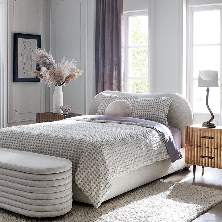 Crimped 2-Drawer Gold Leaf Nightstand