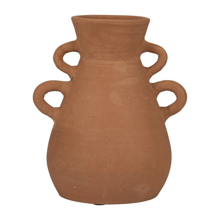 Boho Pottery Terracotta Vase with Sculptural Handles