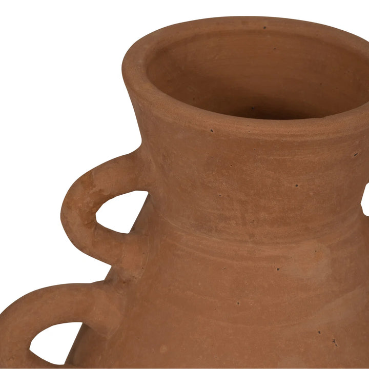 Boho Pottery Terracotta Vase with Sculptural Handles