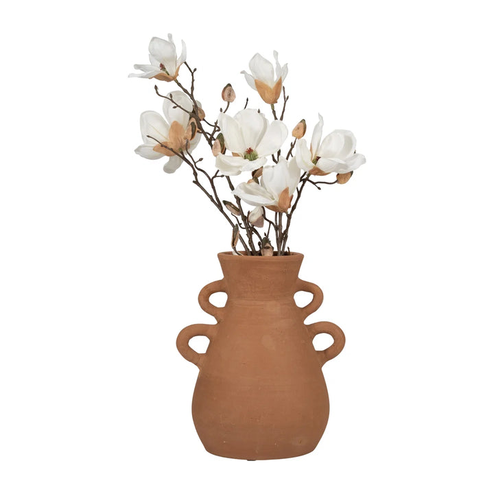 Boho Pottery Terracotta Vase with Sculptural Handles