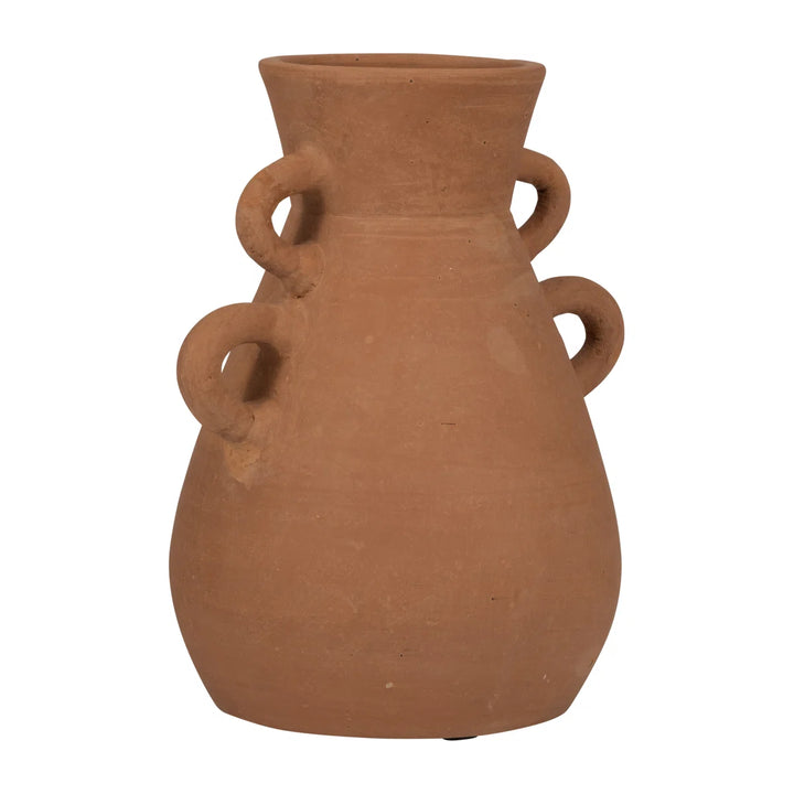 Boho Pottery Terracotta Vase with Sculptural Handles