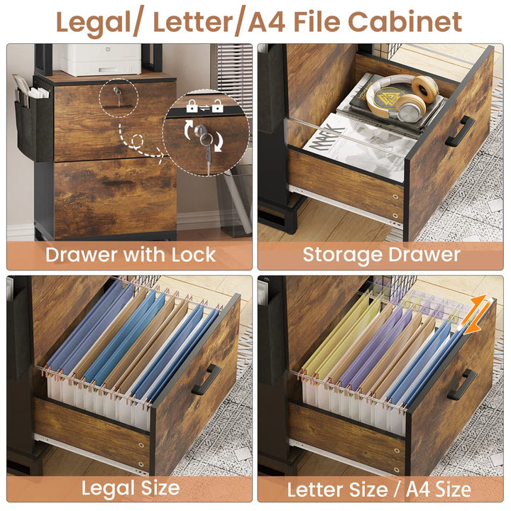 2 Drawer File Cabinet with Lock