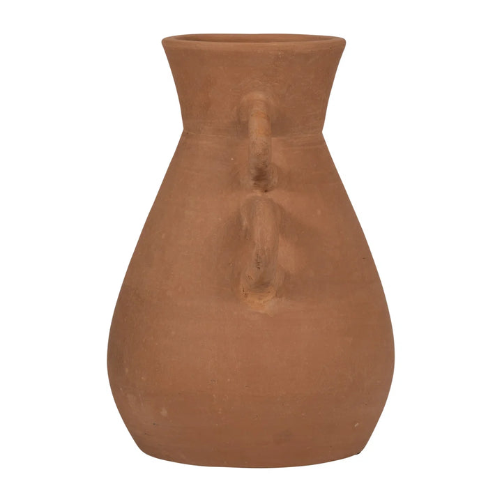 Boho Pottery Terracotta Vase with Sculptural Handles