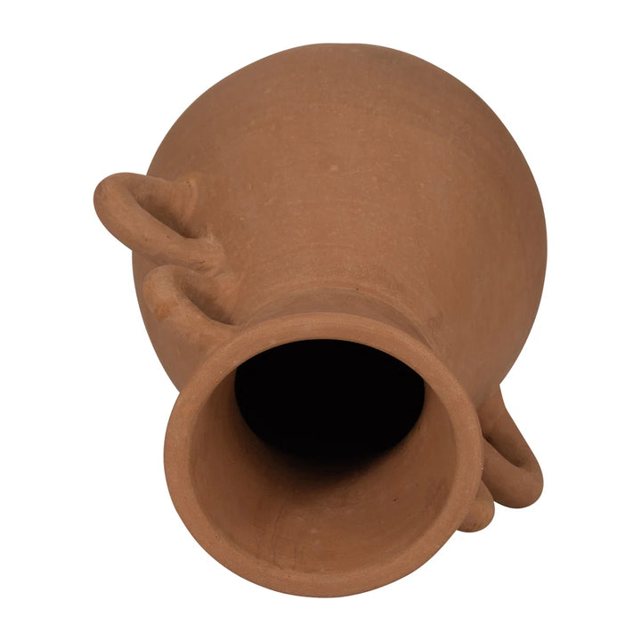Boho Pottery Terracotta Vase with Sculptural Handles