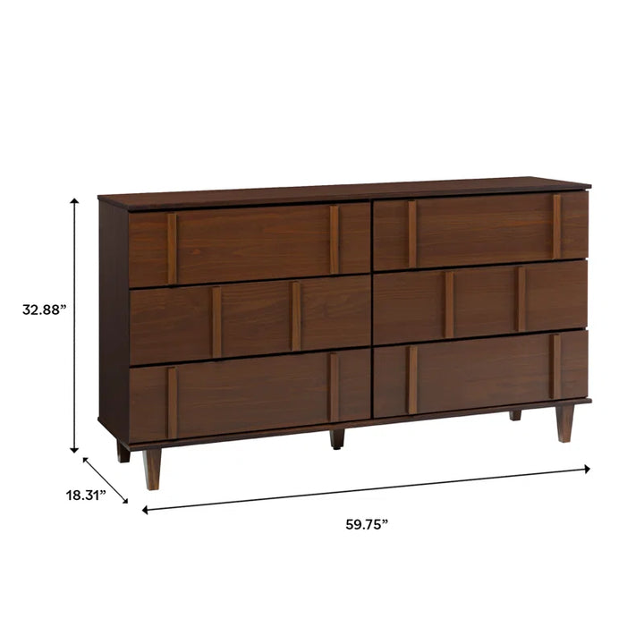 Aleyana Solid Wood 6-Drawer Double Dresser