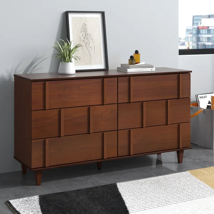 Aleyana Solid Wood 6-Drawer Double Dresser