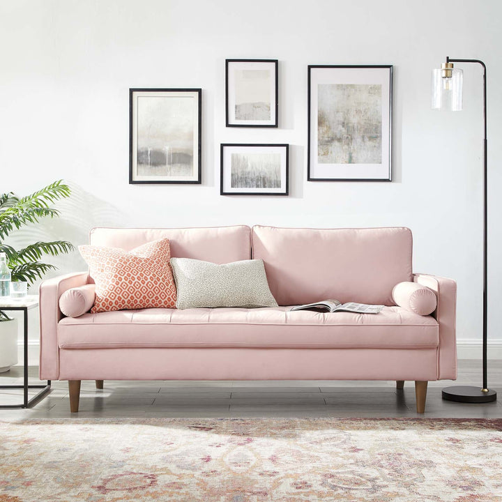 Alvour Performance Velvet Sofa - Pink