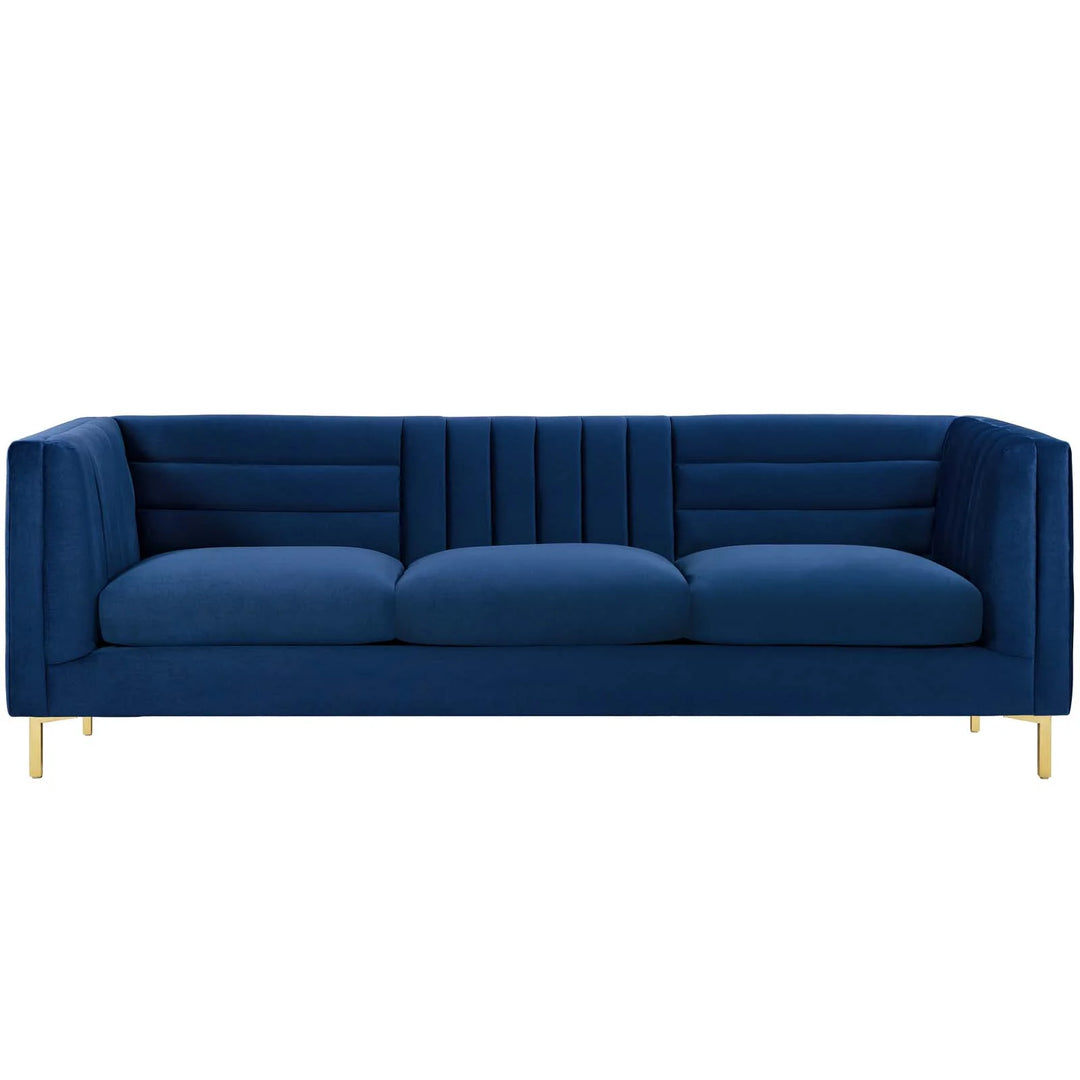 Tingen Channel Tufted Sofa - Navy