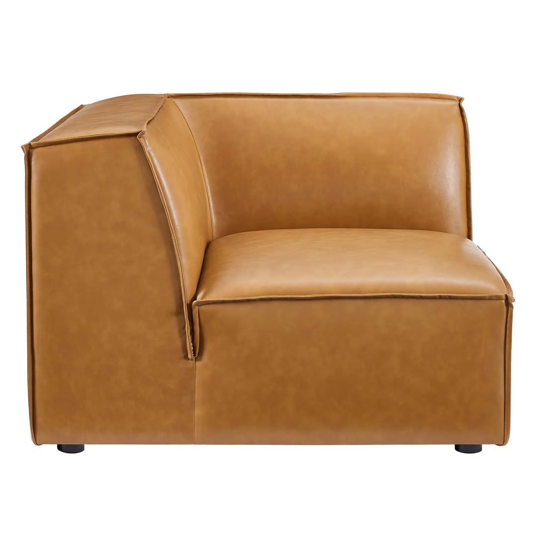 Tressor Vegan Leather Sectional Sofa Corner Chair - Tan