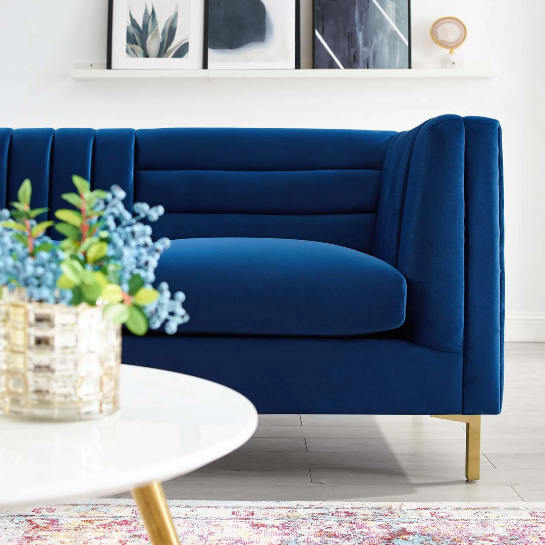 Tingen Channel Tufted Sofa - Navy