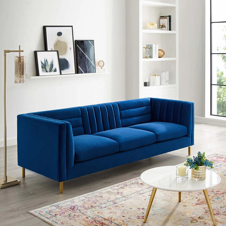 Tingen Channel Tufted Sofa - Navy