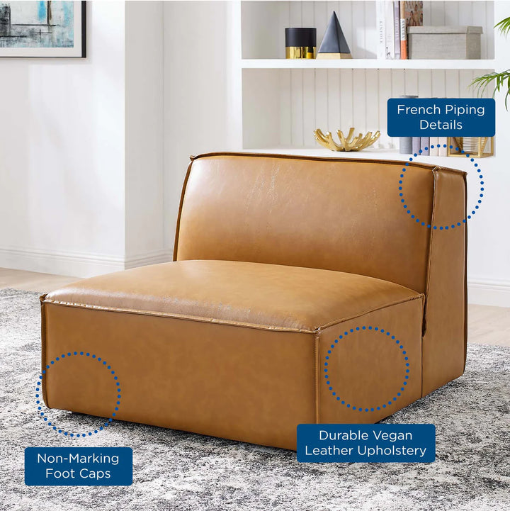 Tressor Vegan Leather Sectional Sofa Armless Chair
