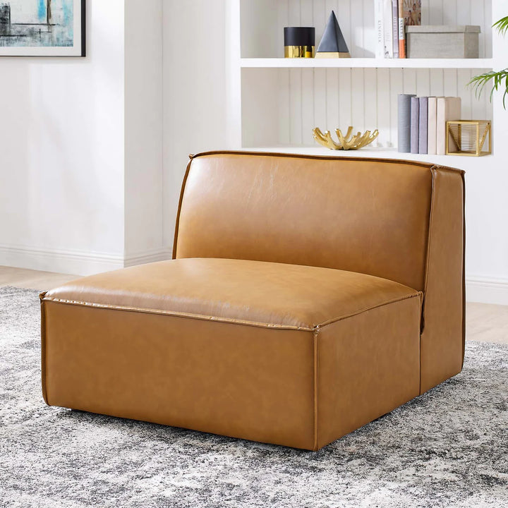 Tressor Vegan Leather Sectional Sofa Armless Chair