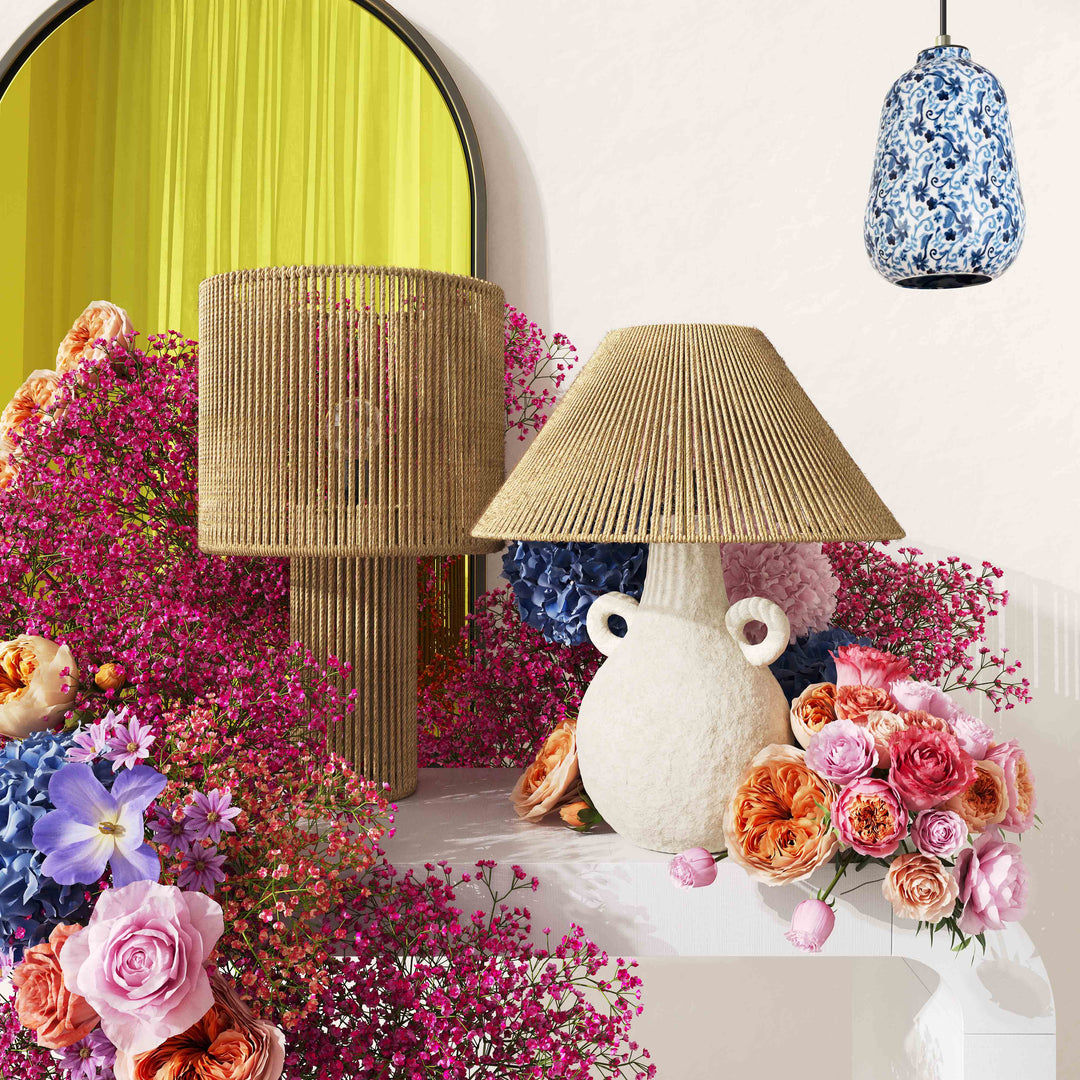 Tila Natural & White Ceramic Table Lamp