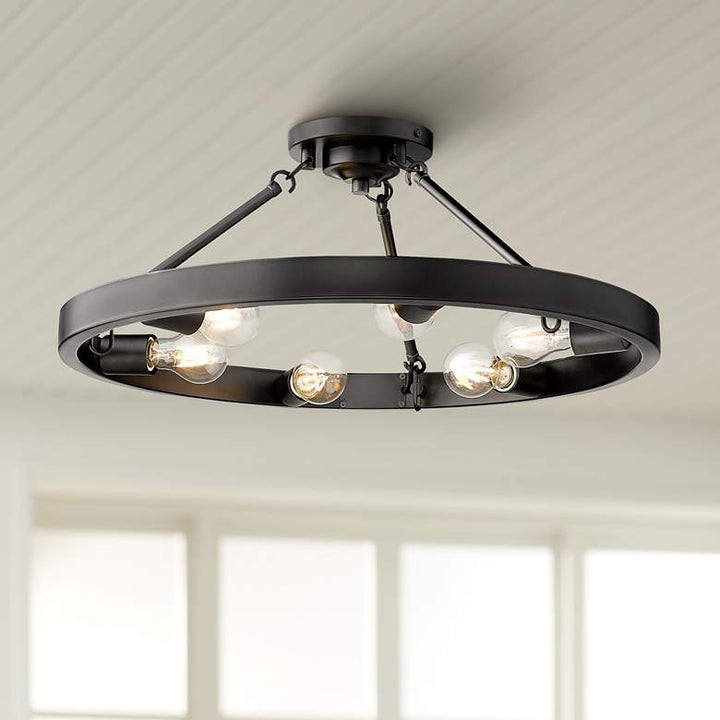 Castile 24" Wide Matte Black 6-Light Ceiling Light