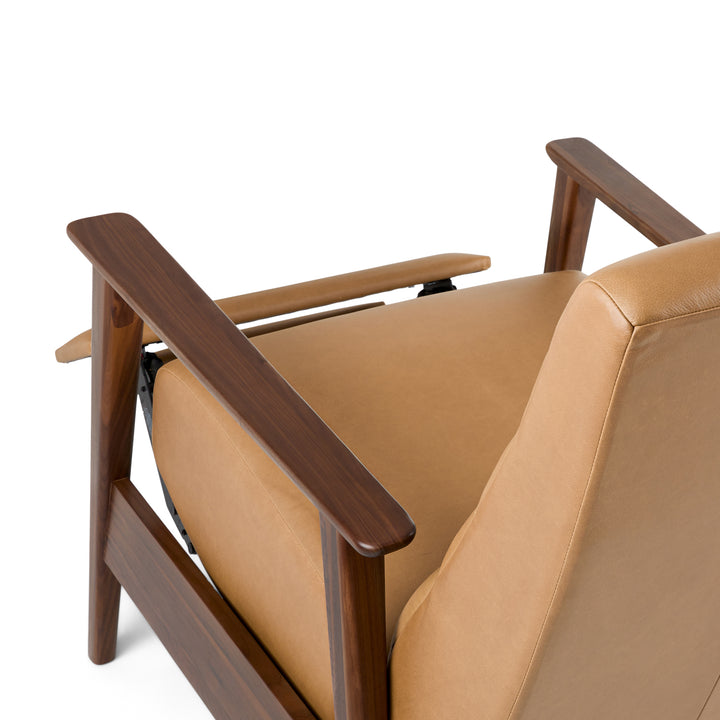 Ellow 28.5" Leather Reclining Lounge Chair - Charme Tan
