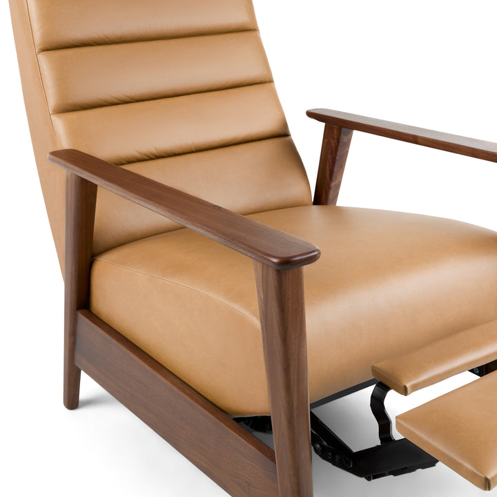 Ellow 28.5" Leather Reclining Lounge Chair - Charme Tan