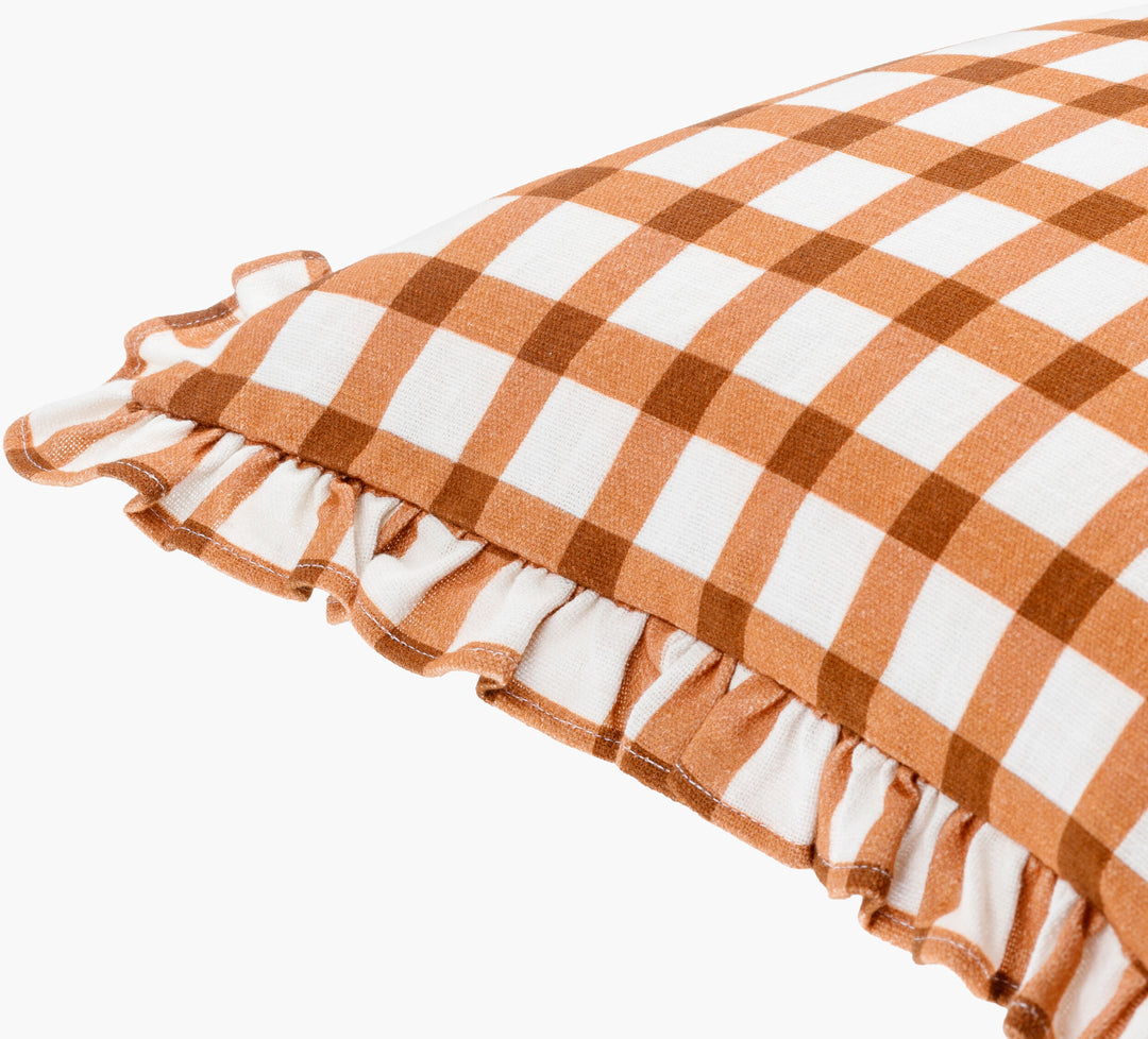 Louise Plaid Pillow - Rust 18x18 w Poly Insert