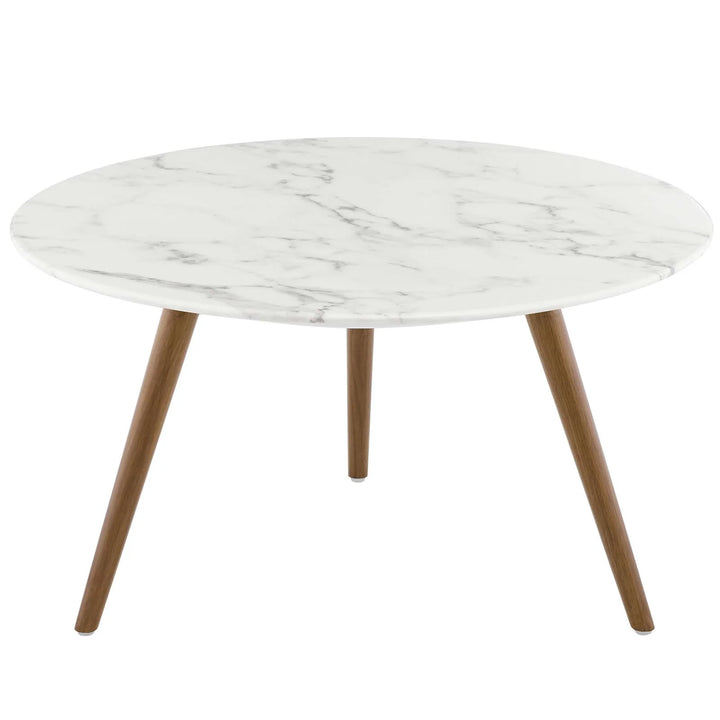 Pila 28" Round Artificial Marble Coffee Table
