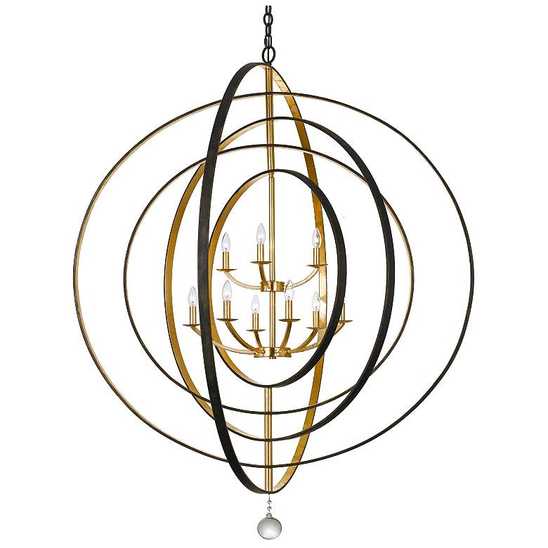 Crystorama Luna 48" Wide Bronze and Gold 9-Light Chandelier