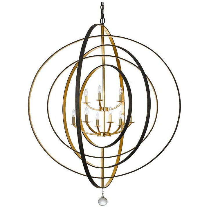 Crystorama Luna 48" Wide Bronze and Gold 9-Light Chandelier