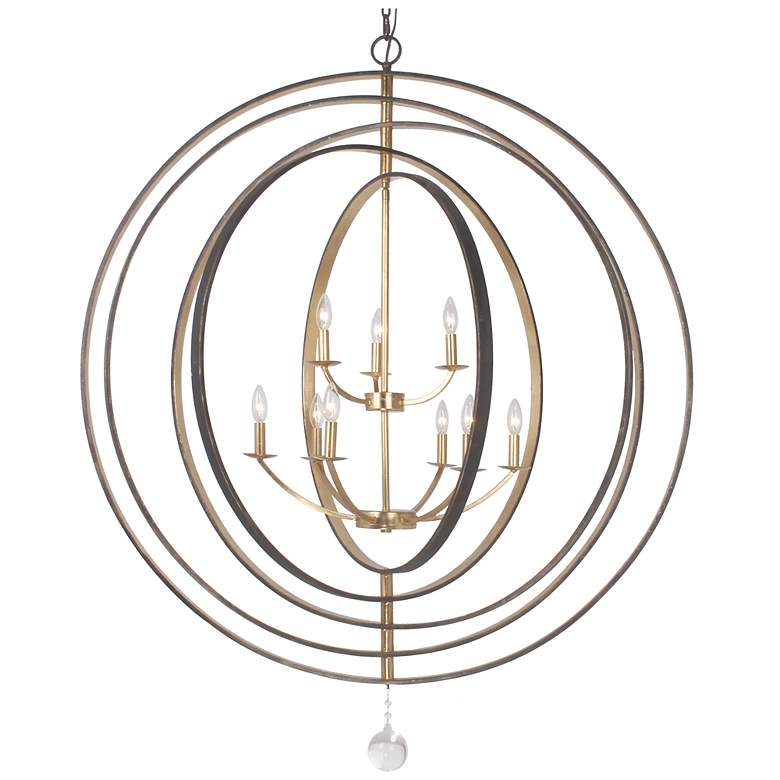 Crystorama Luna 48" Wide Bronze and Gold 9-Light Chandelier