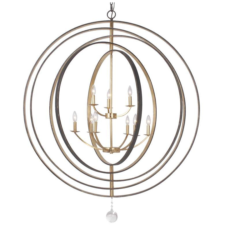 Crystorama Luna 48" Wide Bronze and Gold 9-Light Chandelier